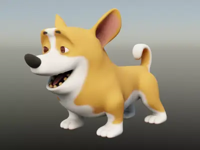 Cartoon Corgi Dog 3D model