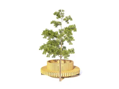 Modern Circular Tree Planter Bench 3D Model Low-poly 3D model
