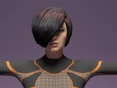 Female sci-fi character Low-poly 3D model