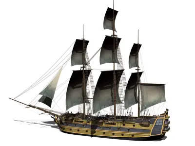 battleship Low-poly 3D model