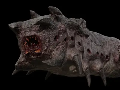 Mutant alien worm Low-poly 3D model