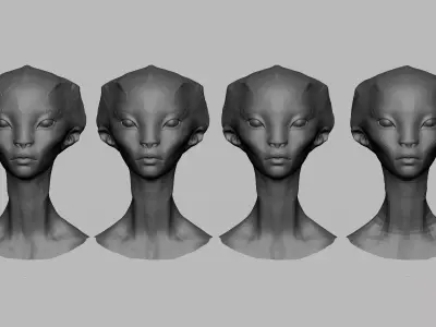 Alien Girl Face With UV  and High Detail Sculpt 3D model
