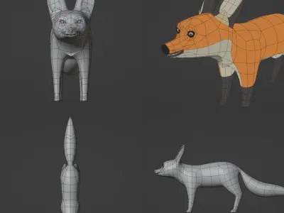 LOWPOLY FOX RIGGED MODEL Low-poly 3D model