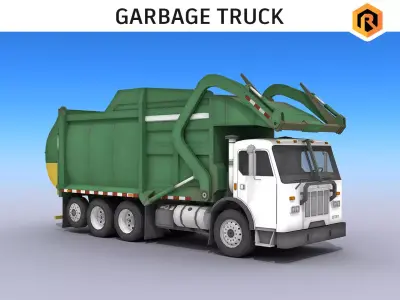 Garbage Truck Low-poly 3D model