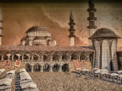 Mosque and Bazaar 3D Model 3D model