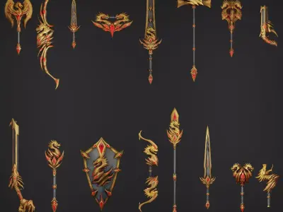 Dragon Decade Weapons Low-poly 3D model