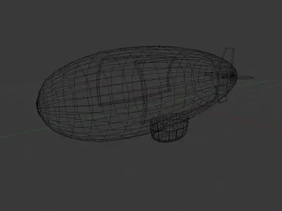 Airship hot air balloon Low-poly 3D model