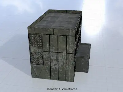 Old military barrack version 1 ruin 3 Low-poly 3D model