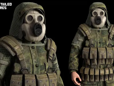 Post apocalyptic survivor 3 Game ready low poly character Low-poly 3D model