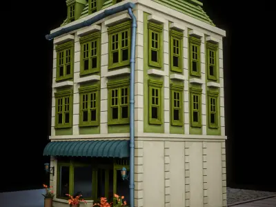 LOWPOLY CITY BUILDING STYLIZE 6 Low-poly 3D model
