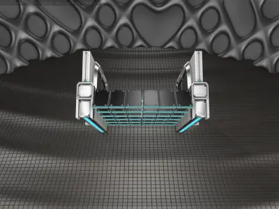 Sci-Fi Stairs - 22 - Silver Blue Neon Light Version Low-poly 3D model