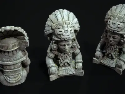 Statue Aztec Cocojo God Low-poly 3D model