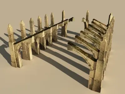 Gothic-Style Medieval Basilica Builders Kit 3D model