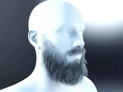 Knight beard low poly hair cards Low-poly 3D model