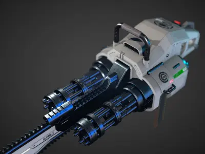 Weapon chain gun Low-poly 3D model