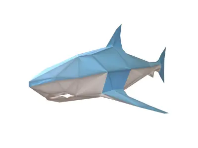 Low Poly Shark v1 007 Low-poly 3D model