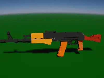 AK74 AK47 Voxel Gun Free low-poly 3D model