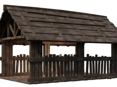 FREE Old Simple Wooden Shed Building 2K GameReady 001 Free low-poly 3D model