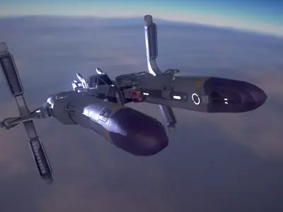 spaceship flying in sky Low-poly 3D model