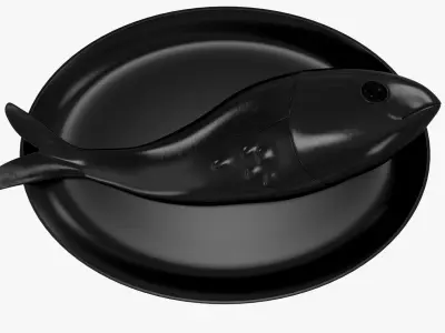 plate of rawfish Low-poly 3D model