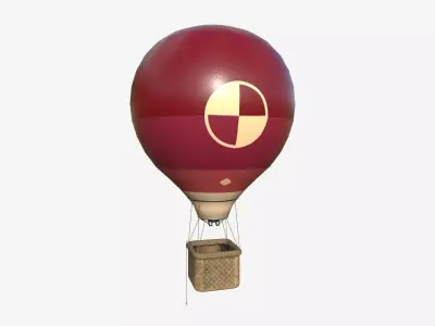 Balloon Hot Air 07 Wine - Aircraft Cartoon Low-poly 3D model