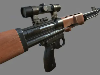 FG-42 German Paratrooper Rifle PBR Low-poly 3D model