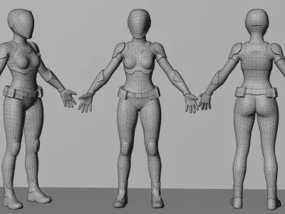 Sci-Fi Female Soldier Futuristic Armor Low-poly 3D model