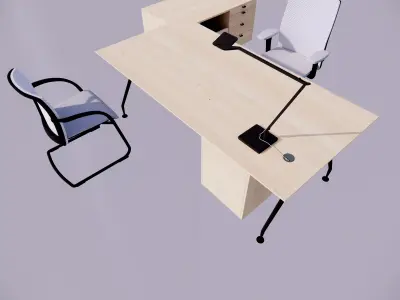 3D model Modern Office Desk Set Low-poly 3D model