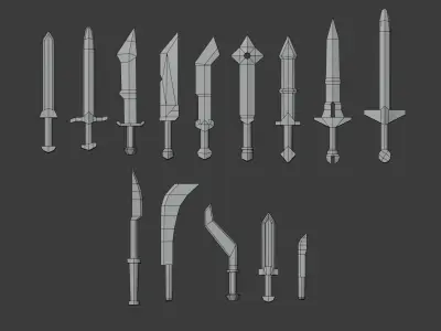 Medieval weapons pack Low-poly 3D model buy