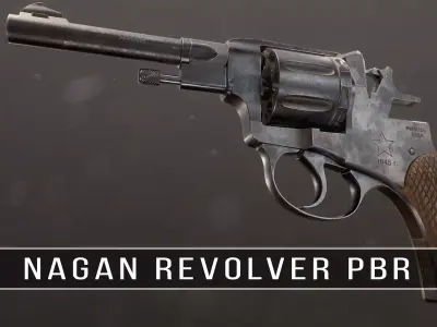 Soviet Russian Revolver Nagant PBR Low-poly 3D model
