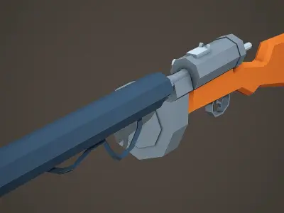 Stylized Hellriegel Machine Gun Low Poly Mobile Ready Low-poly 3D model