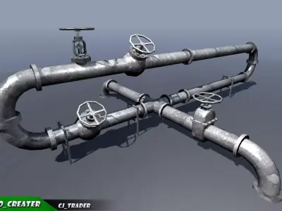 Industrial Ceiling Pipe Low-poly 3D Model Low-poly 3D model