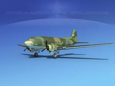 Douglas C-47 Dakota USAF V04 3D model