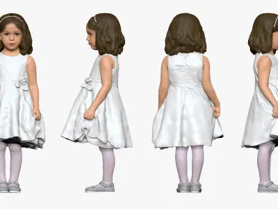 001116 little girl in white dress 3D model