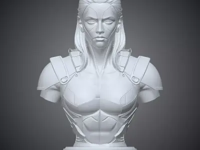 Sci-Fi Female Warrior Bust Cyberpunk Statue PM-336 3D print model