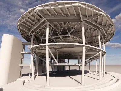 Oval Showroom steel structure in Revit 3D model