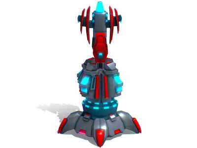 Robotic Automatic Laser Cannon Low-poly 3D model