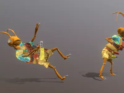 Brown Ants Shots Kill By Knife Fbx  Png 3D model