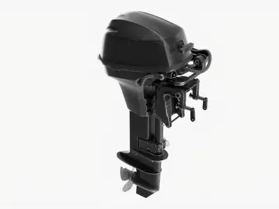 Outboard portable boat motor with folded tiller used 3D model