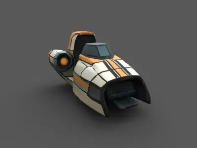 Low Poly Sci-Fi Speeder Comic Style Hovercraft Free low-poly 3D model