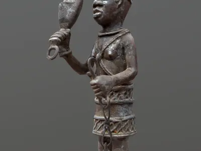 Gong Bell Carrier Benin Bronzes Low-poly 3D model