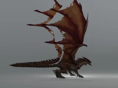 The red Dragon rigged blender model free Free low-poly 3D model