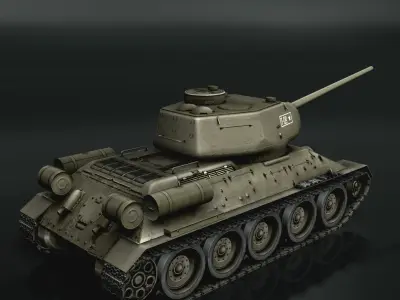 T34-85 tank Low-poly 3D model