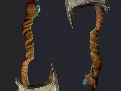 Semi-stylized viking Axe Low-poly 3D model