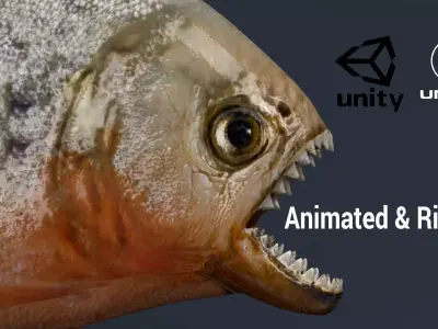 Piranha fish Low-poly 3D model