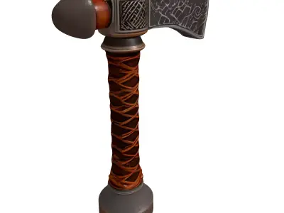 Detailed Viking Fantasy Battle Axe 3D model