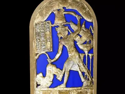 Tutankhamun shield round top Free low-poly 3D model