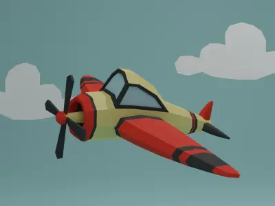 Low poly aircraft in blender Free low-poly 3D model
