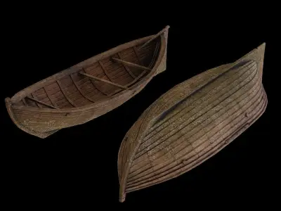 Wooden Boat Low-poly 3D model