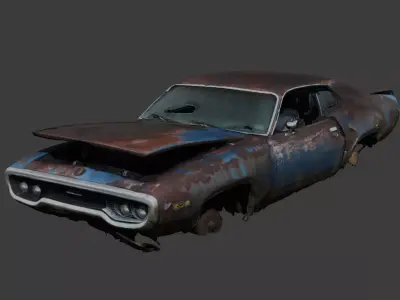 Wrecked and Rusty Car 01 Free low-poly 3D model